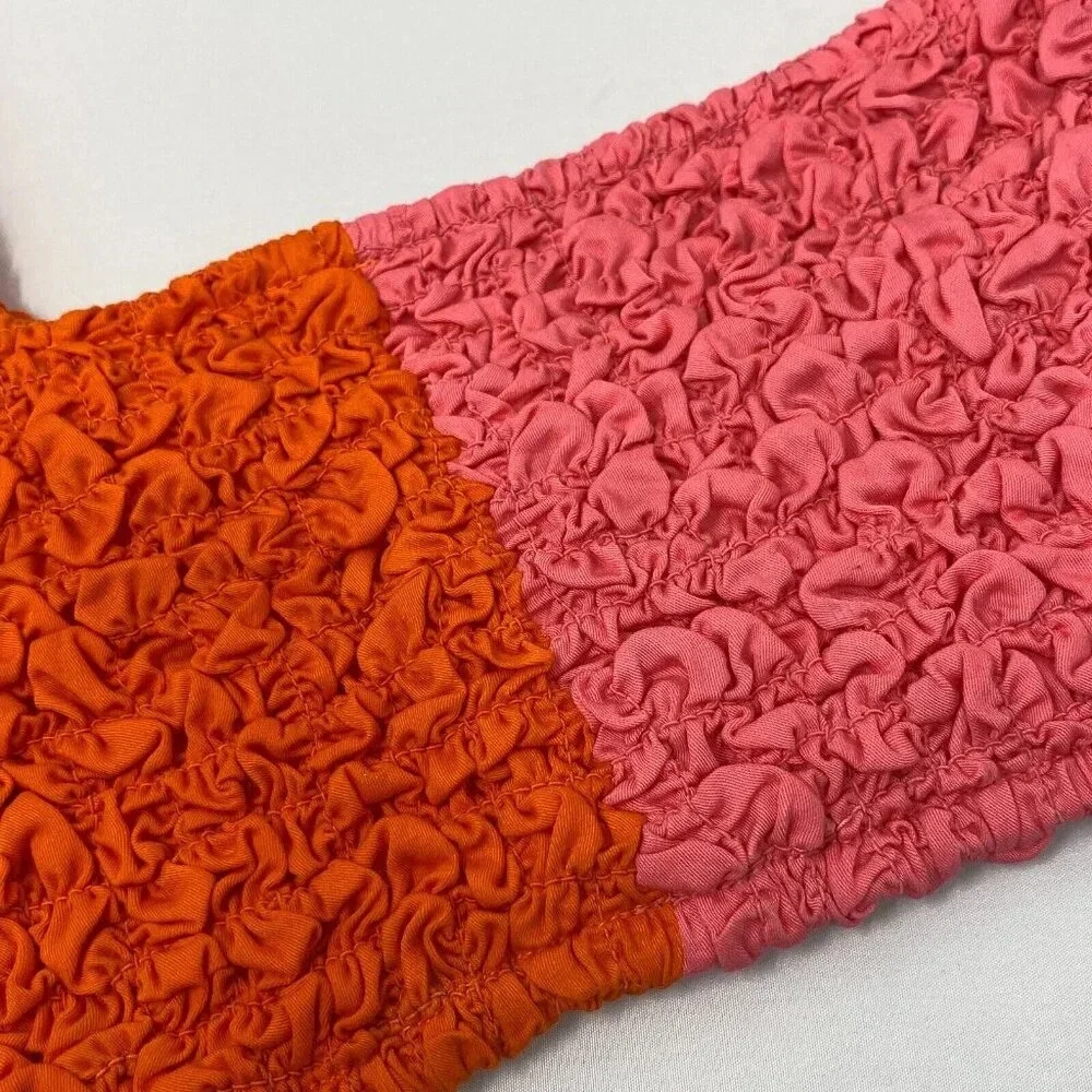 Mara Hoffman Shelly Poppy Orange Pink Popcorn Top XS - Picture 6 of 8